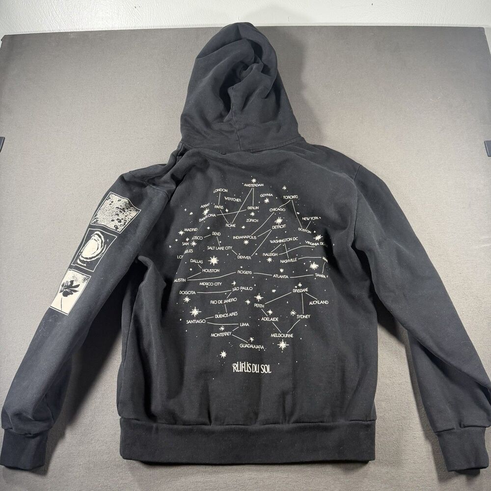 Rufus Du Sol Constellation Hoodie Mens Small Black Pullover Sweatshirt 2025 Tour